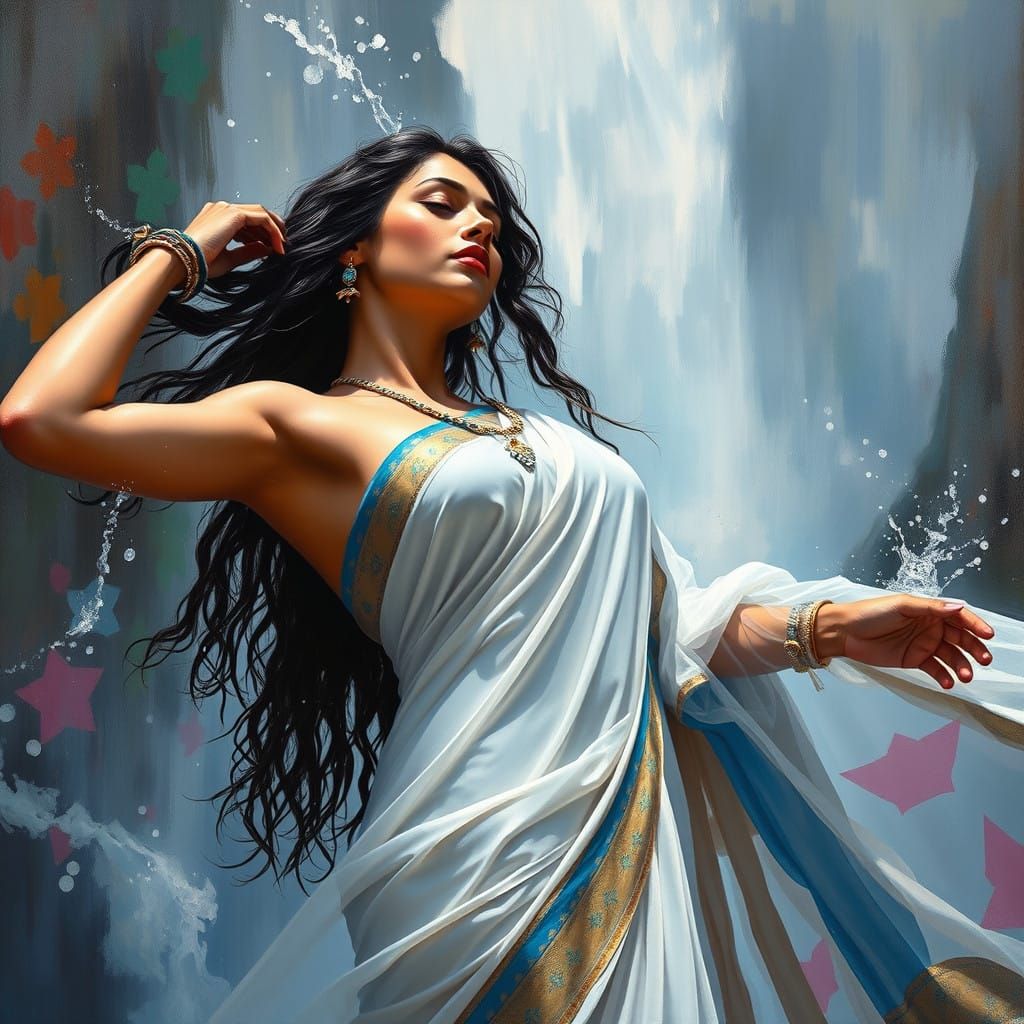 Extreme details. Bold patches of colour. A stunning oil painting capturing an Indian woman’s