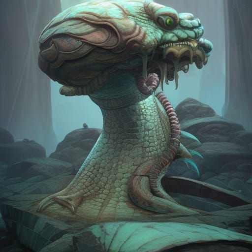 Dystopian Scylla in Brutalist Concrete Seascape