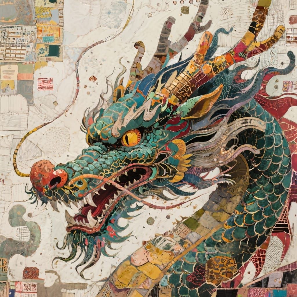Dragon in Mixed Media Artistic Mashup