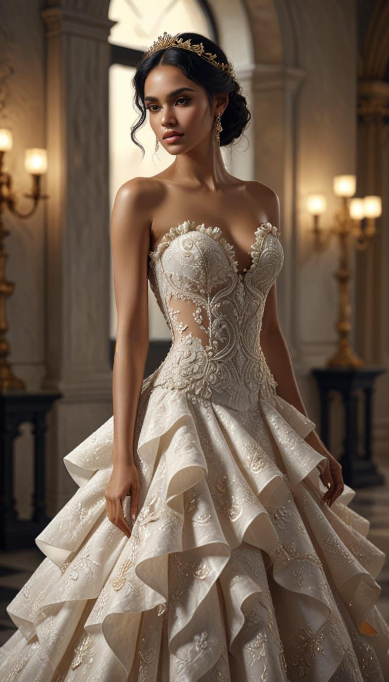 Dominican Woman in Bridal Dress: Hyper-Realistic Digital Art