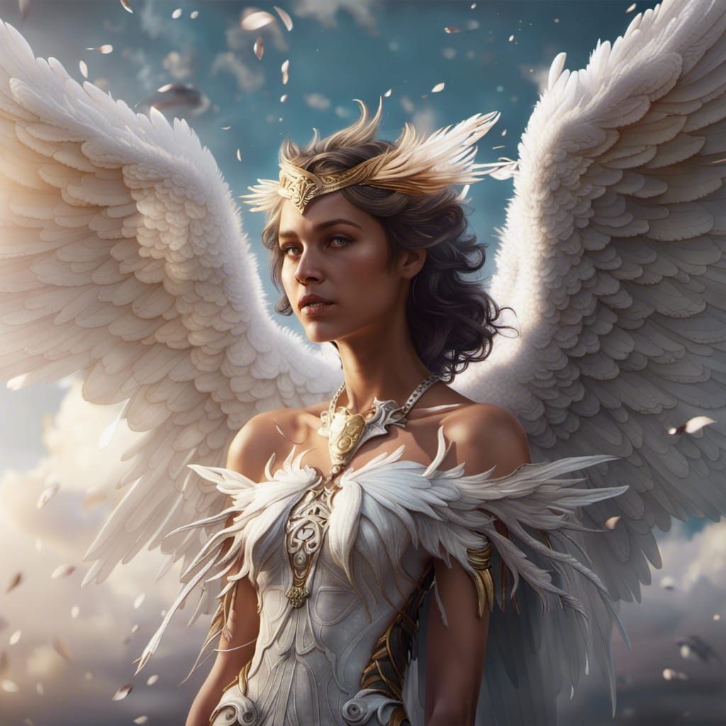 Angel with White Wings: Detailed Matte Painting