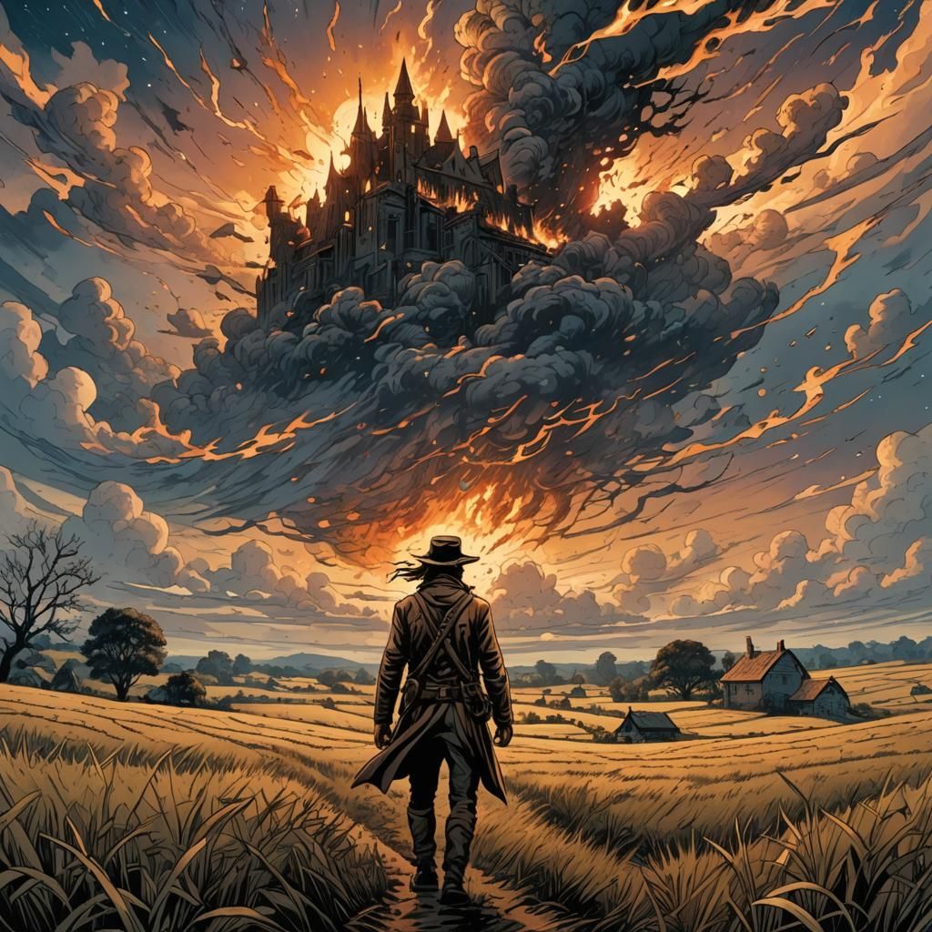 Desolate Comic Landscape: Wandering Dreams in Burned Fields