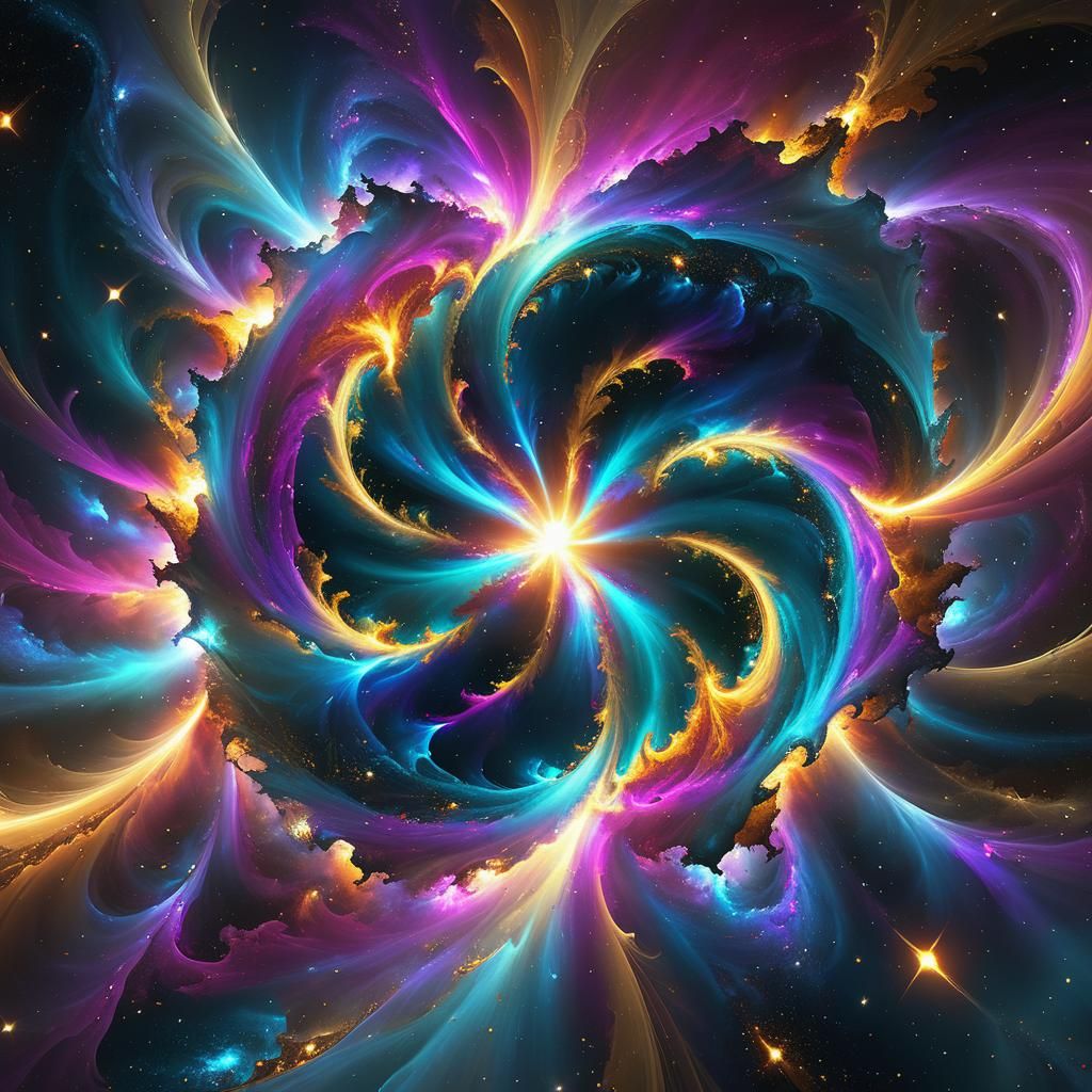 Cosmic Explosion: Abstract Fauvist Expressionism in Space