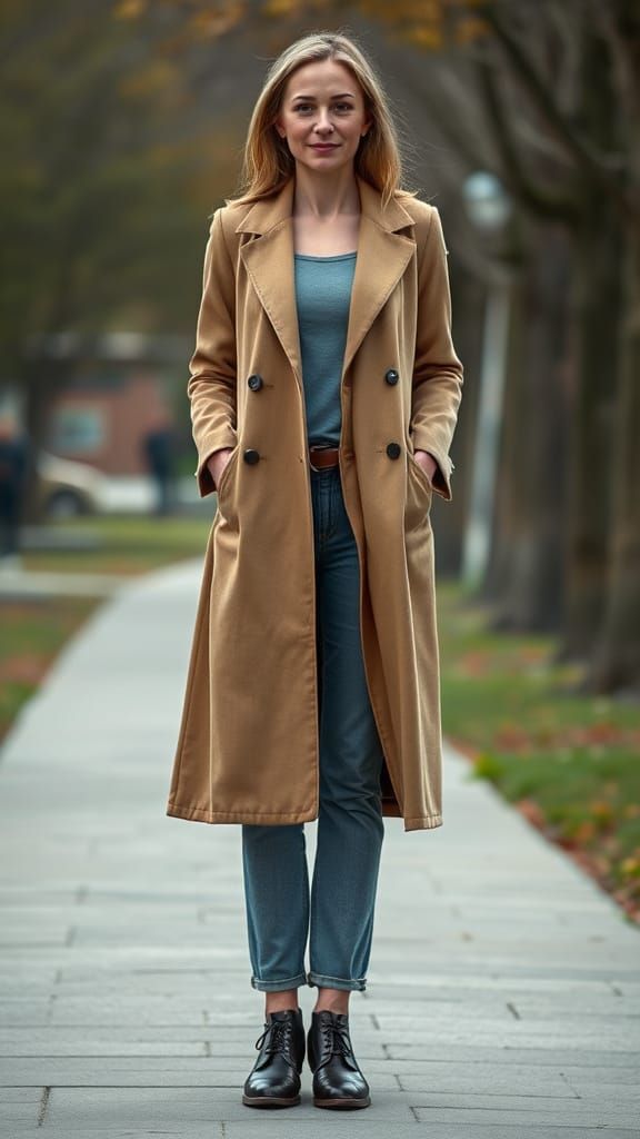 A full-body realistic photo of a tall woman