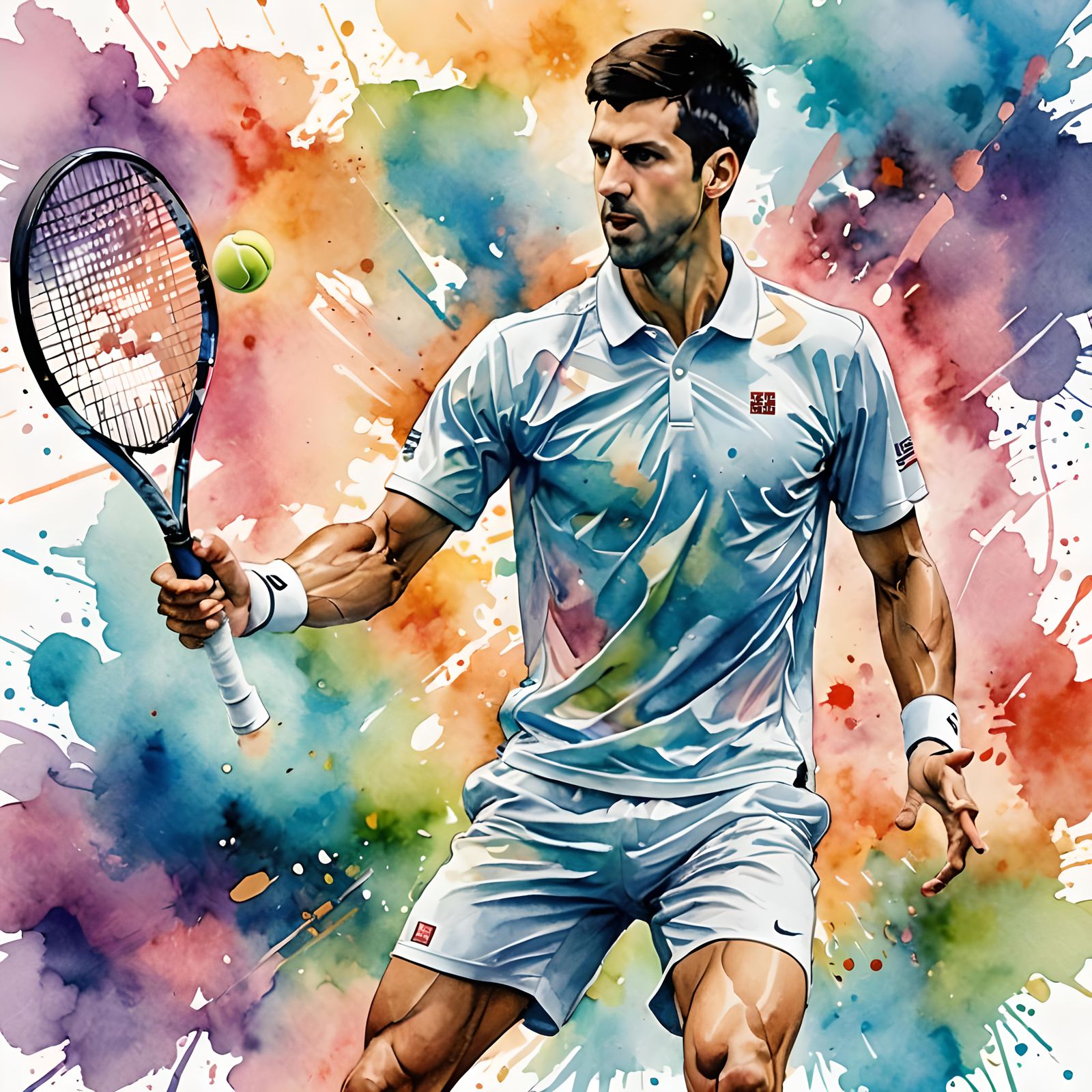 Novak Djokovic forhand on the tennis court, Duality Tennis i...
