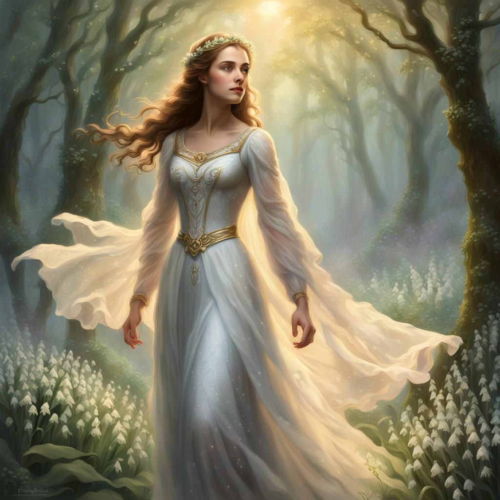 Ethereal Lily of the Valley in Purple Tones