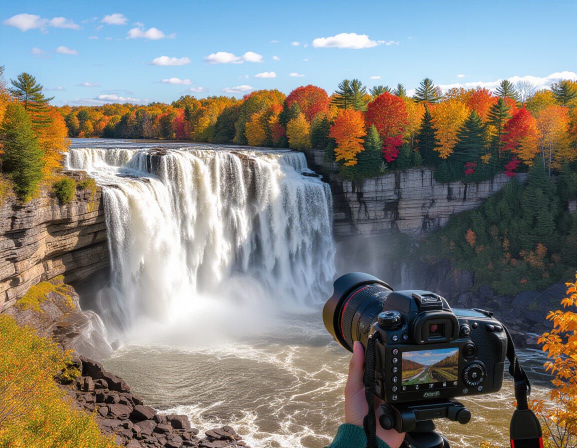 Montmorency Falls in Fall: Realistic Québec Landscape