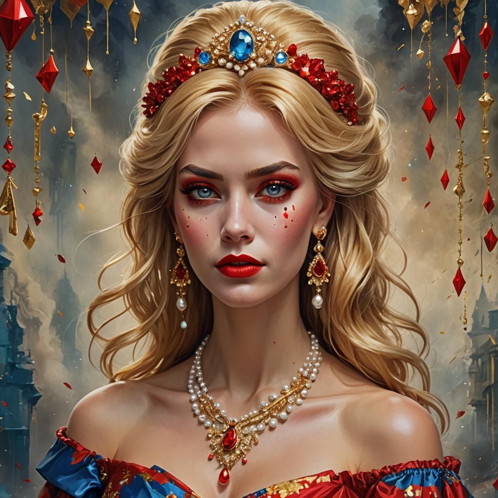 Arab Woman Portrait with Golden Tears, Fantasy Art