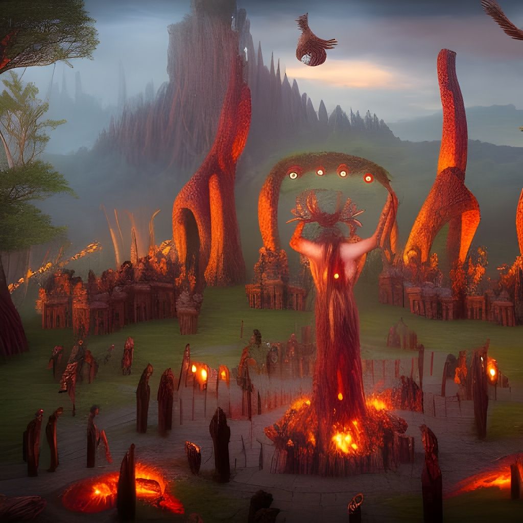 Druids Gather for Wicker Man Sacrifice