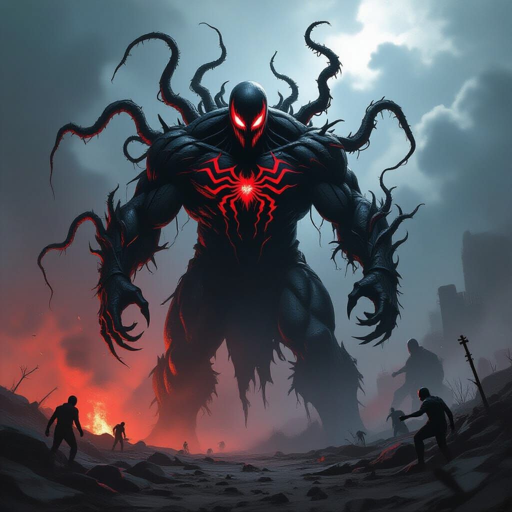 Colossal Giant in Carnage Symbiote Costume on Alien Battlefi...