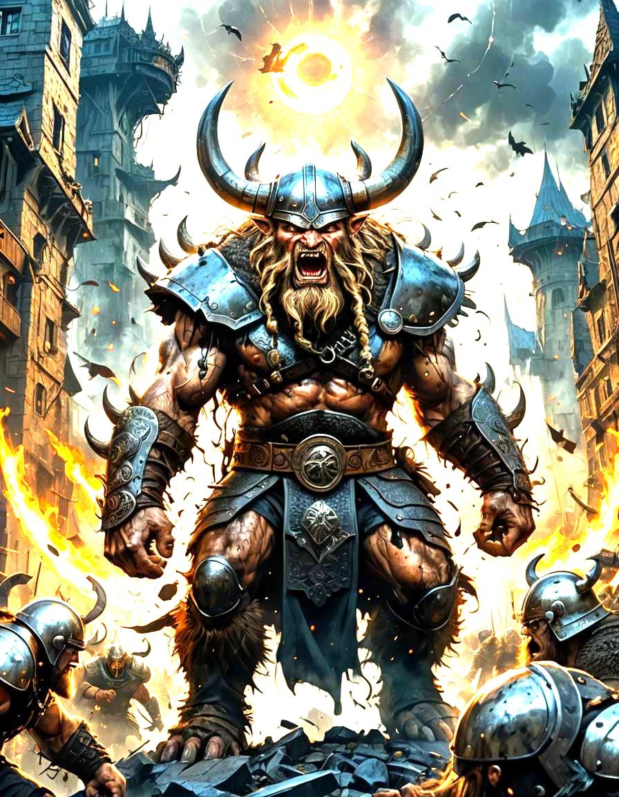 Futuristic Vikings Defend Against Reverse Solar Eclipse