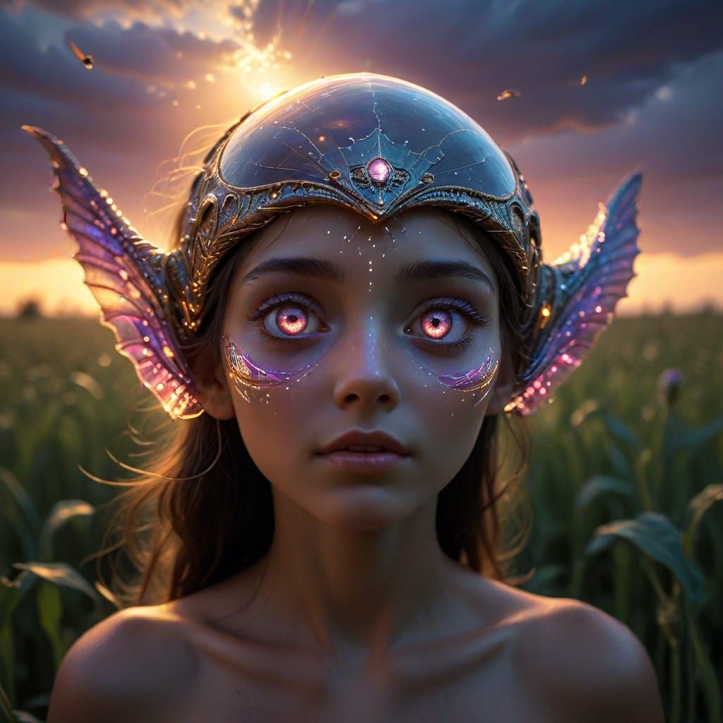 Hopeful Alien Encounter in Golden Twilight