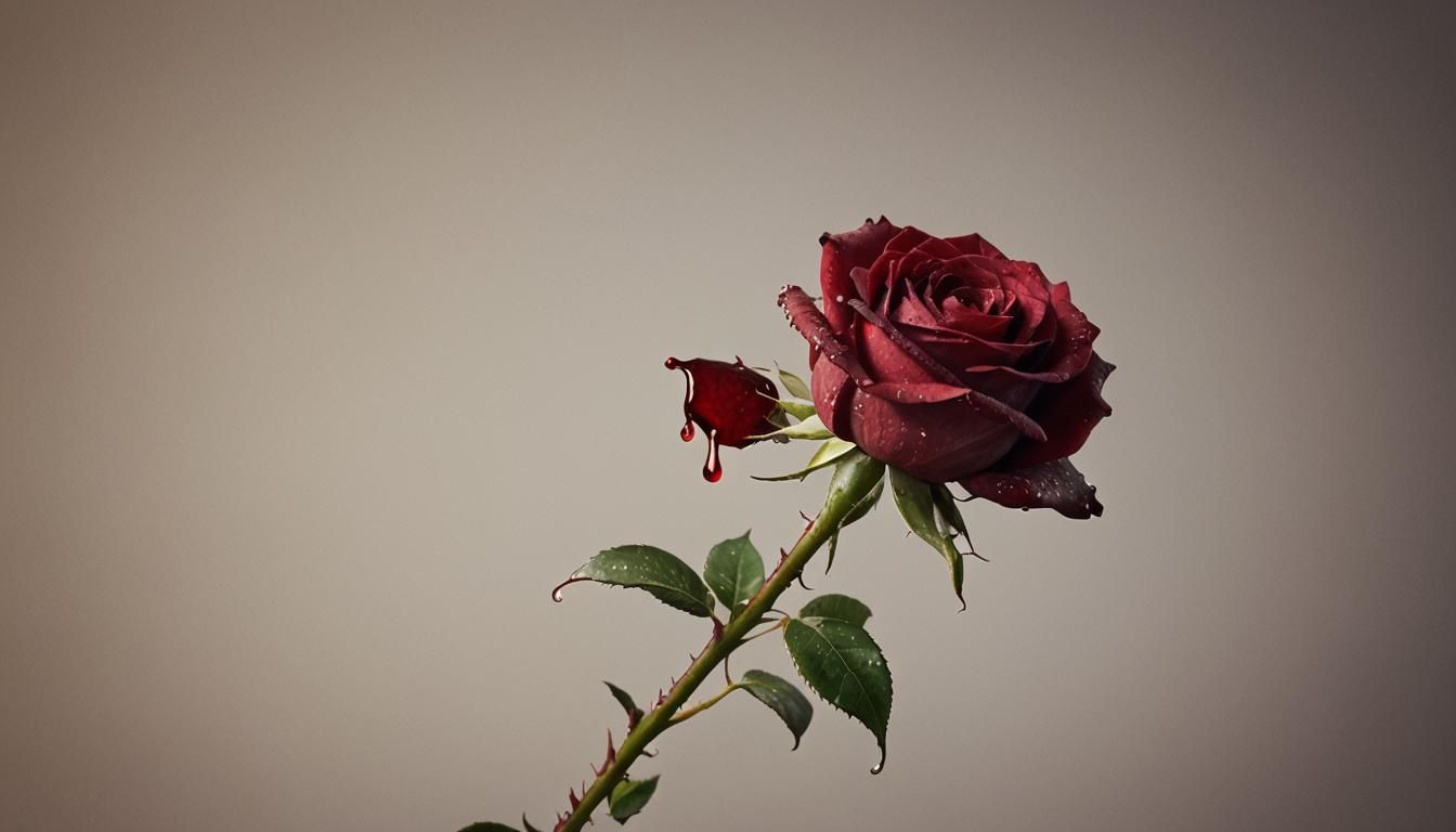 Hyper-Realistic Red Rose with Dew Drops