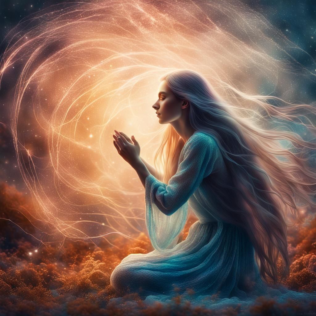 Dreamlike Woman with Sparkling Dust, a Digital Art