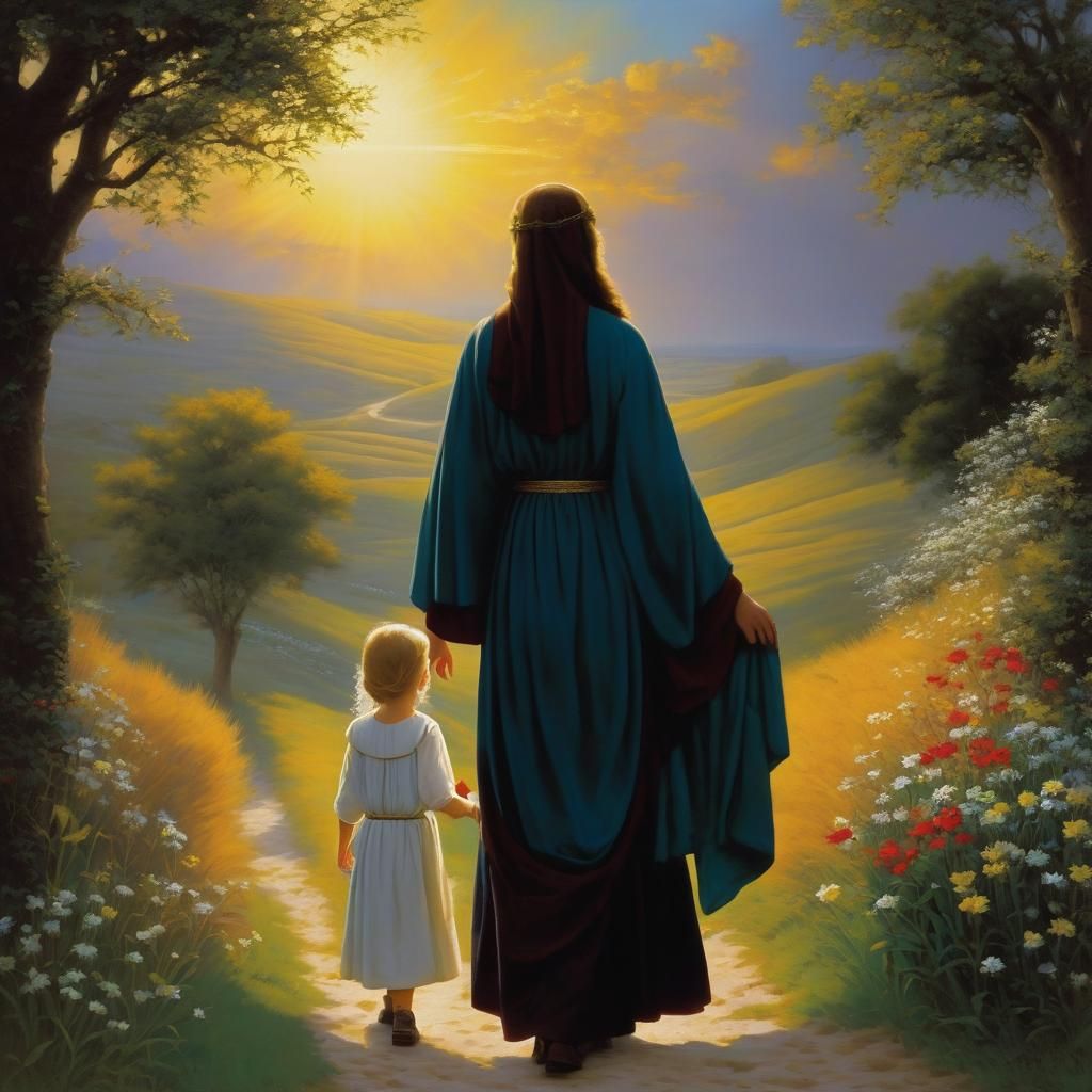 Biblical Scene: Martha, Mary, and Jesus