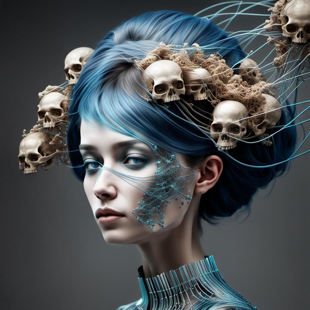Surrealistic Futuristic Portrait in Cyberpunk Style