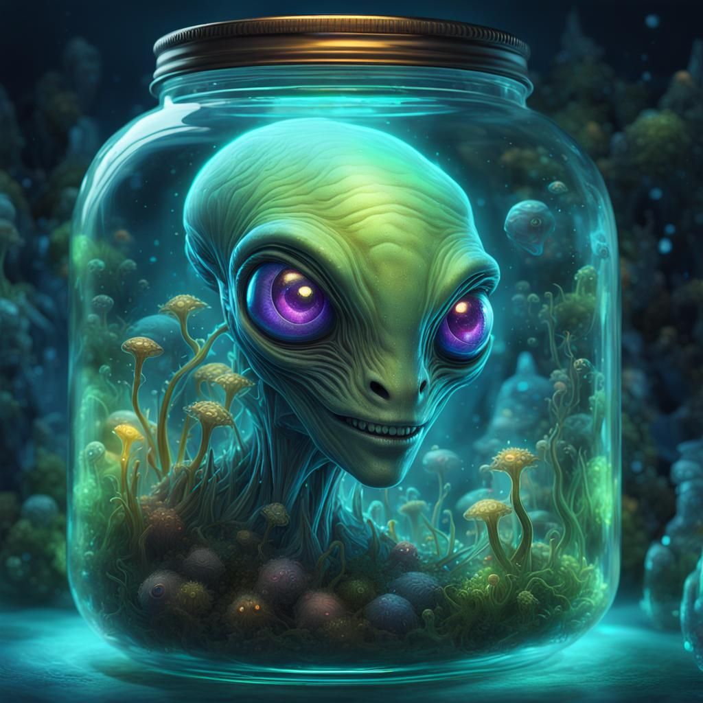 alien head in a jar