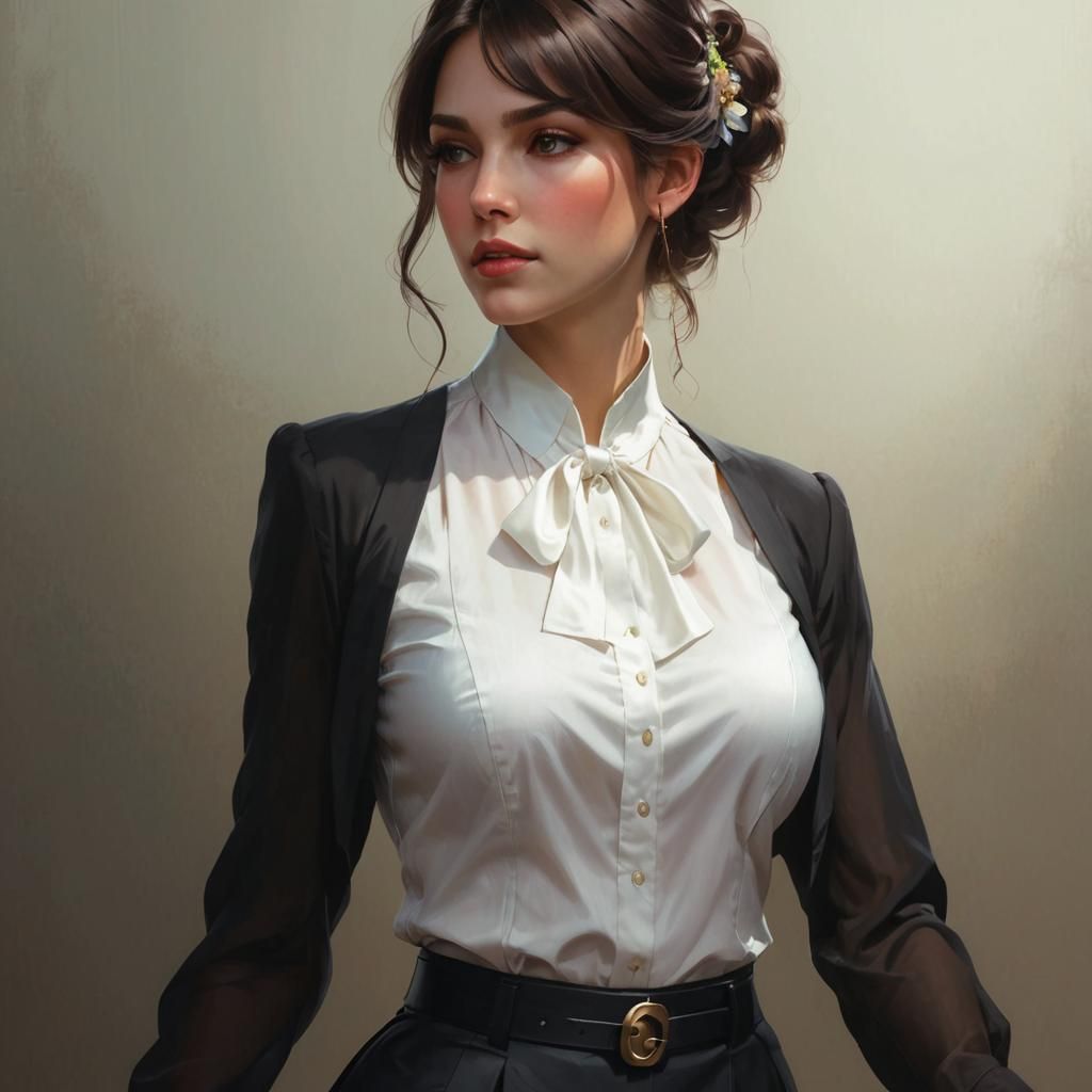 Secretary Portrait in Hyperdetailed Digital Art Style