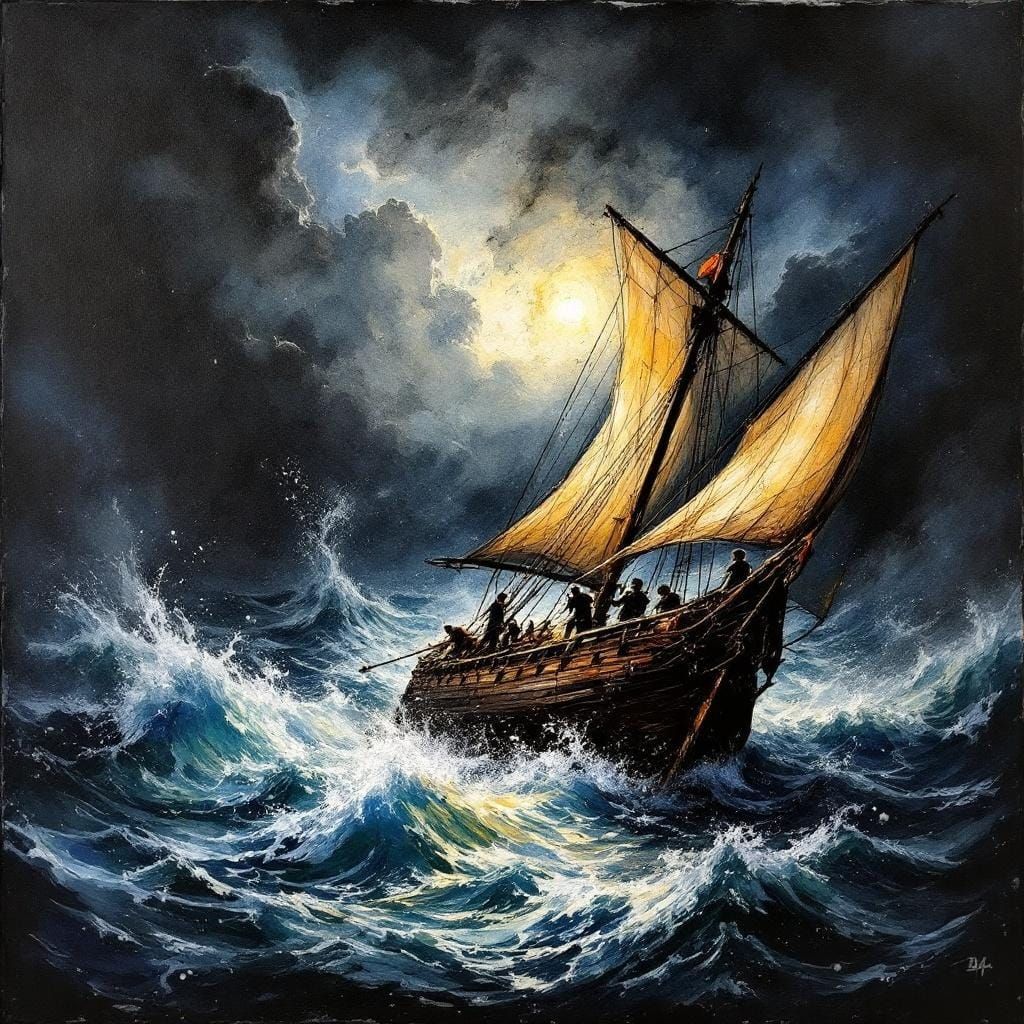 Stormy Seas: A Mixed Media Masterpiece