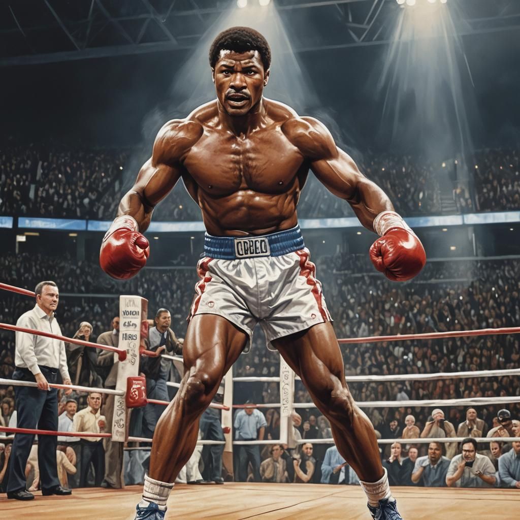 Dynamic Boxing Ring Artwork of Muscular Boxer