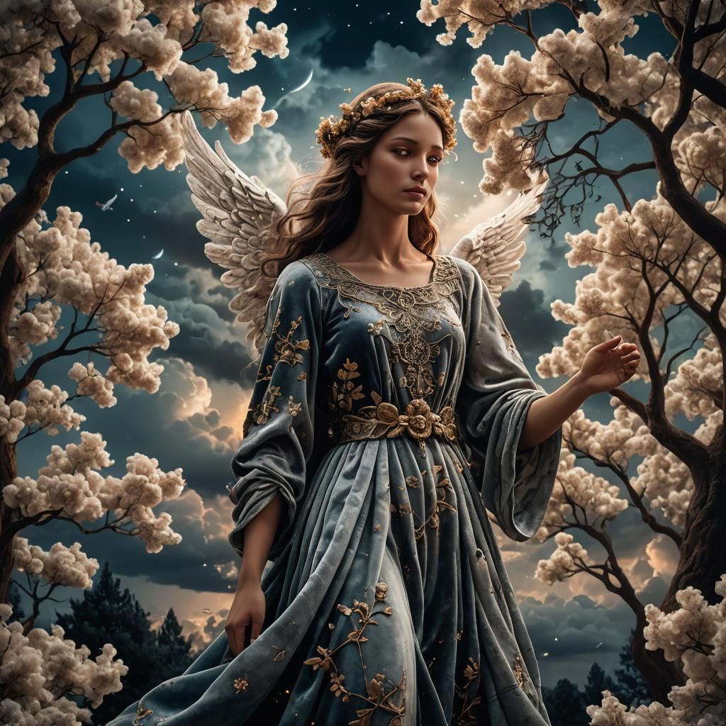 Angel in Velvet Clouds on a Summer Night