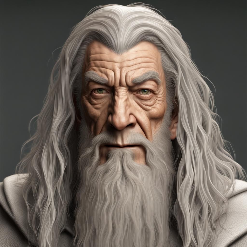 Detailed Portrait of Gandalf the White in Digital Painting S...