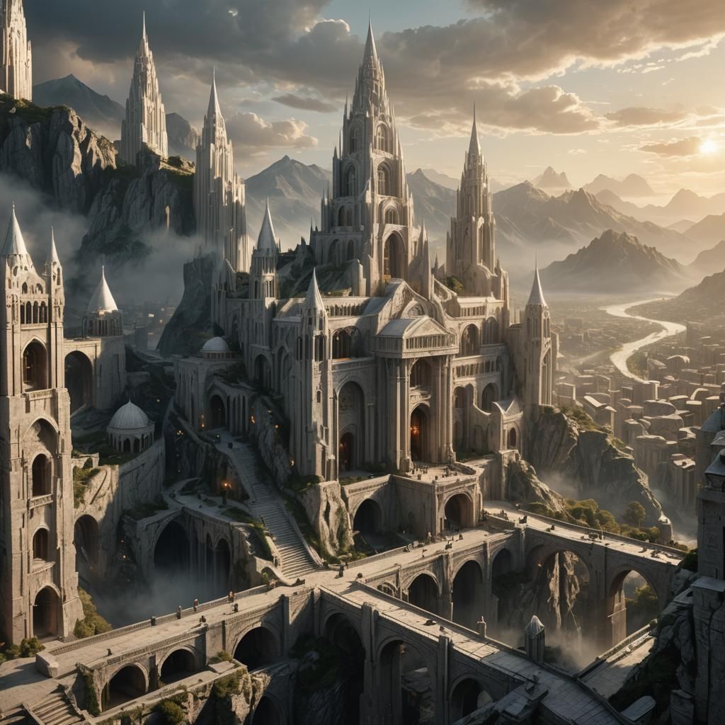 Modern City Inspired by Minas Tirith Architecture