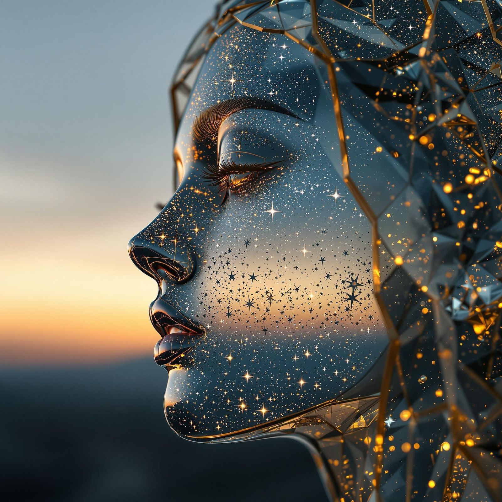 Enchanting Profile of Lilith in a Glass Statue