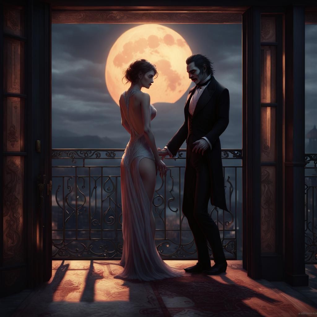 Vampire's Embrace: Dark Fantasy Art in 8k Resolution