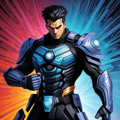 Futuristic Warrior in Comic Book Art Style