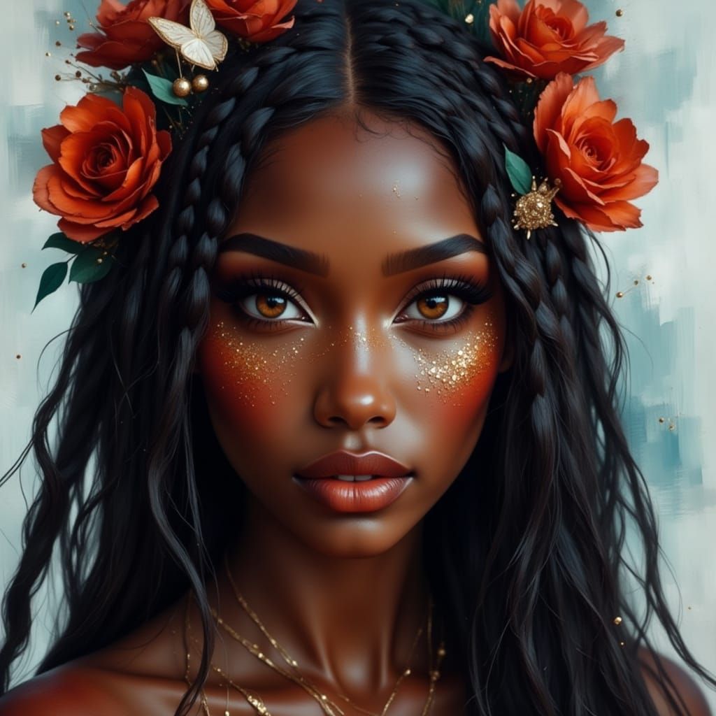 Fae Woodland Goddess Portrait with Fox Features