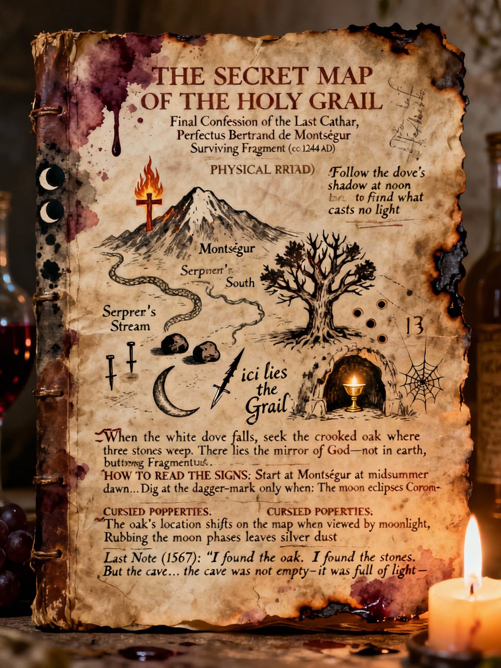 Ancient Cathar Map to the Holy Grail Fragment