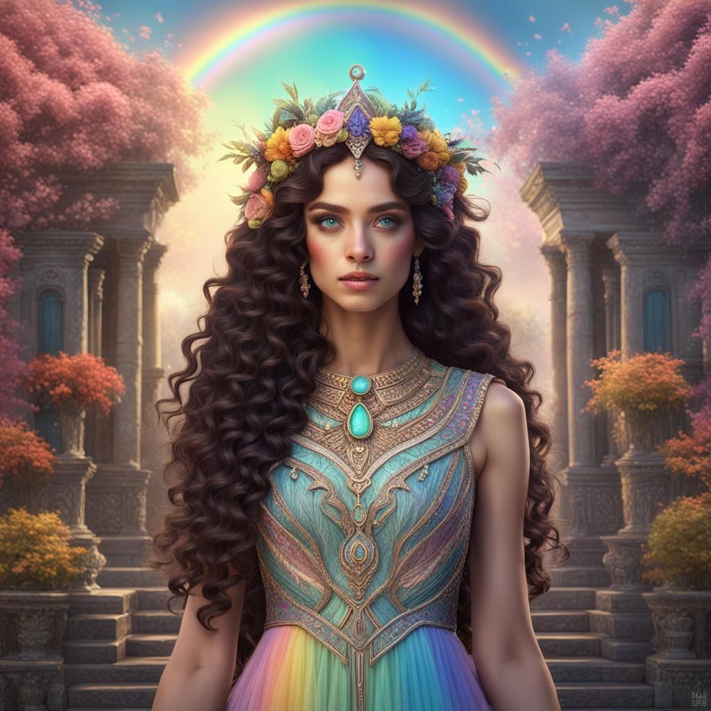 Spring Witch in Grecian Gown: Fantasy Art