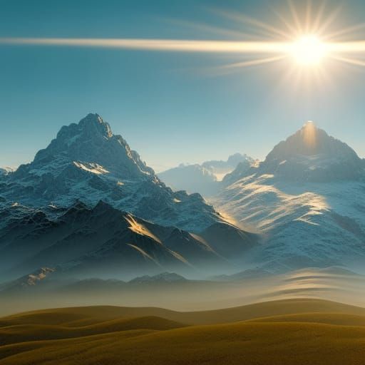 Epic Sun Over Horizon Digital Matte Painting