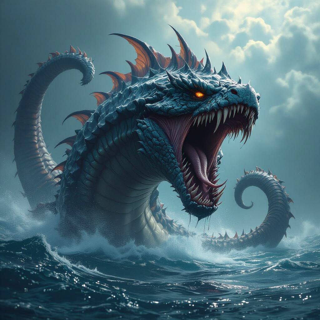 Mythic Maw Serpents in Dark Fantasy Style