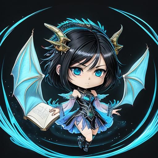 Bioluminescent Dragon Girl in Anime Style