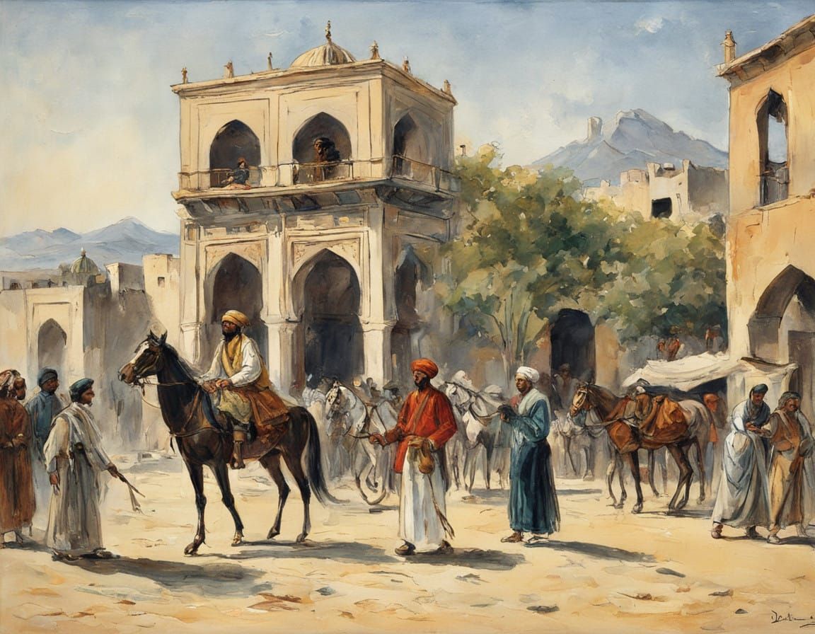 Eugène Delacroix in Traditional Moroccan Attire, Capturing 1...