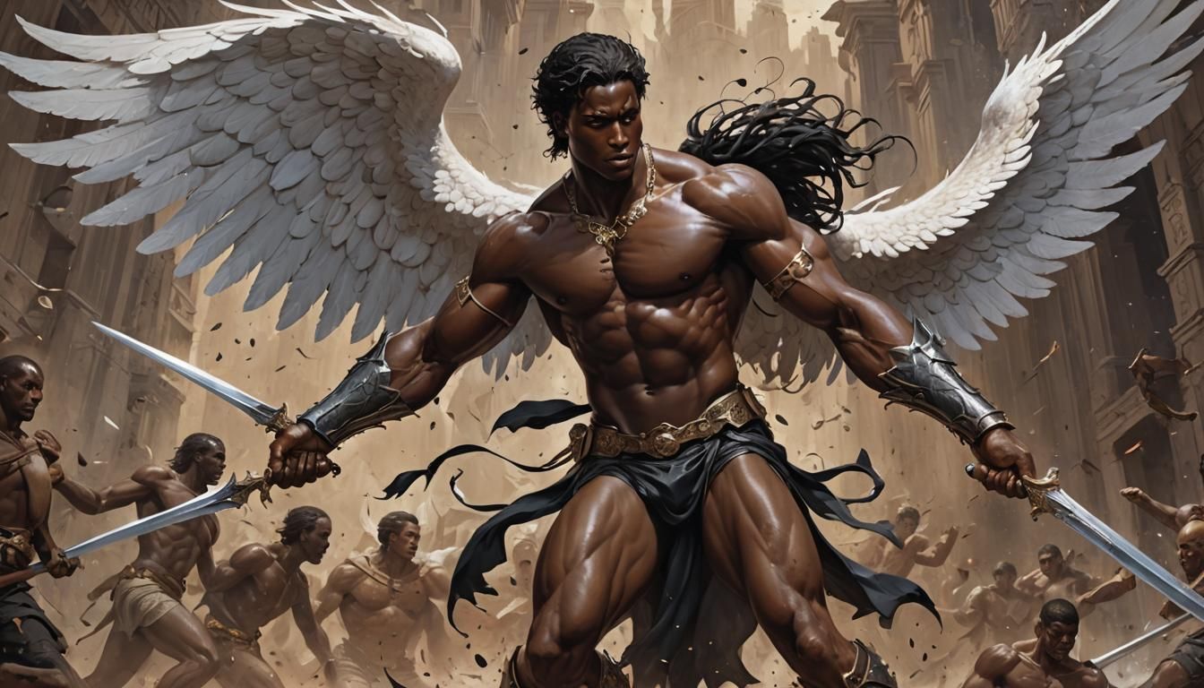 Angelic Battle: Dark Prince in Splash Art Style