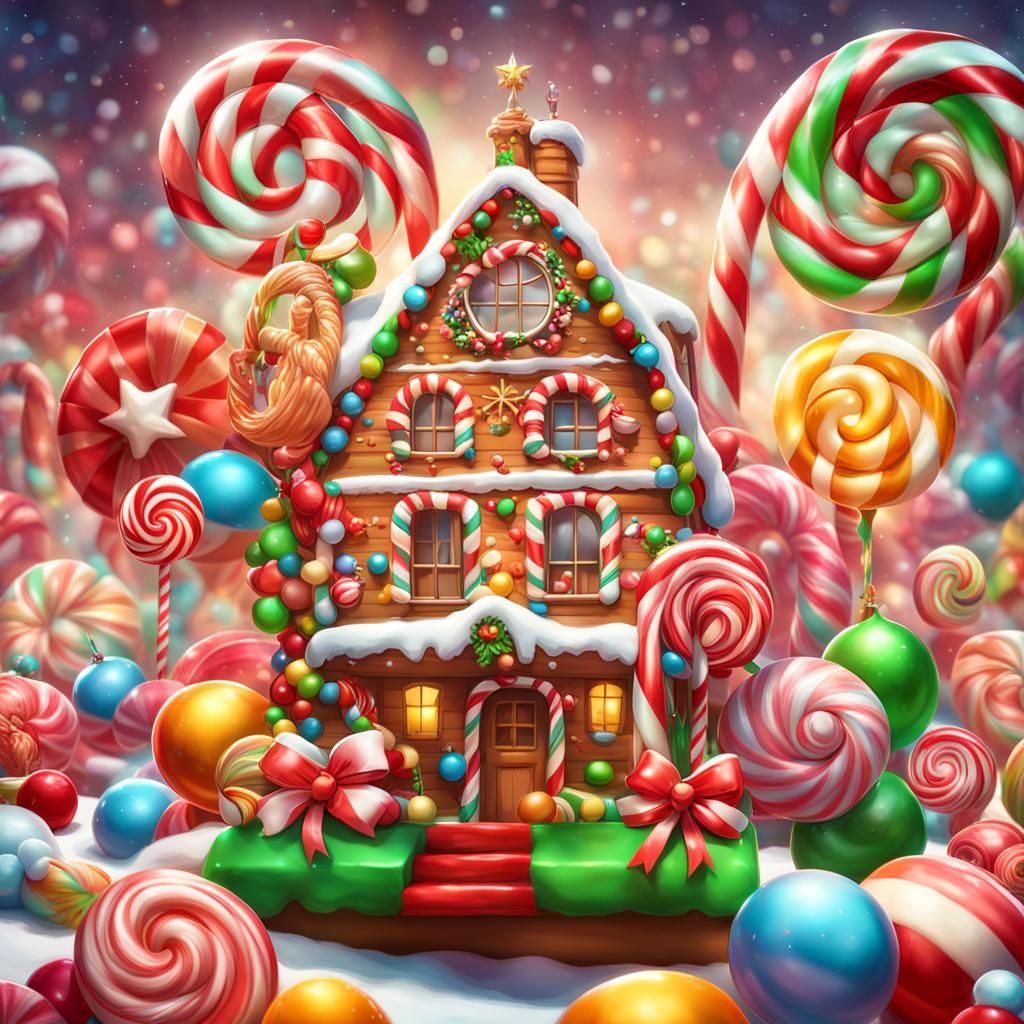 Festive Candyland Christmas Card in Candy Art Style