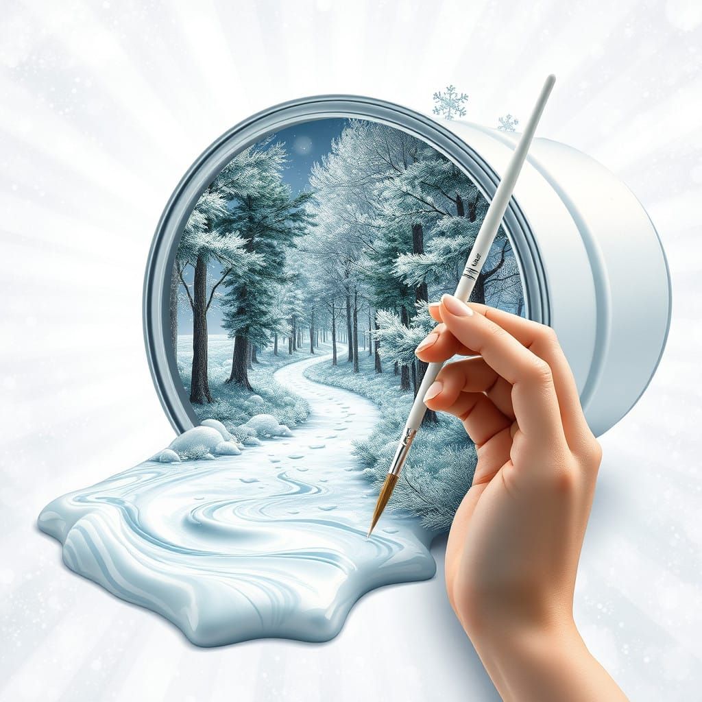 Surreal Winter Wonderland Scene in Hyperrealistic Style
