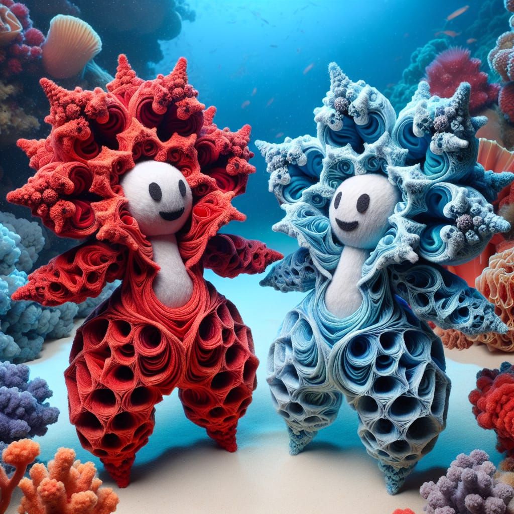 Plush Dolls Dancing Underwater as Fractal Art