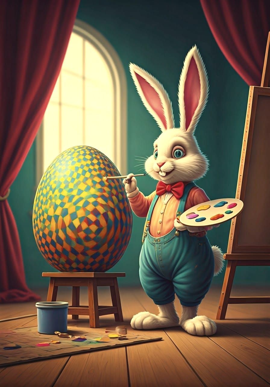 Vibrant Easter Egg in Op-Art Style