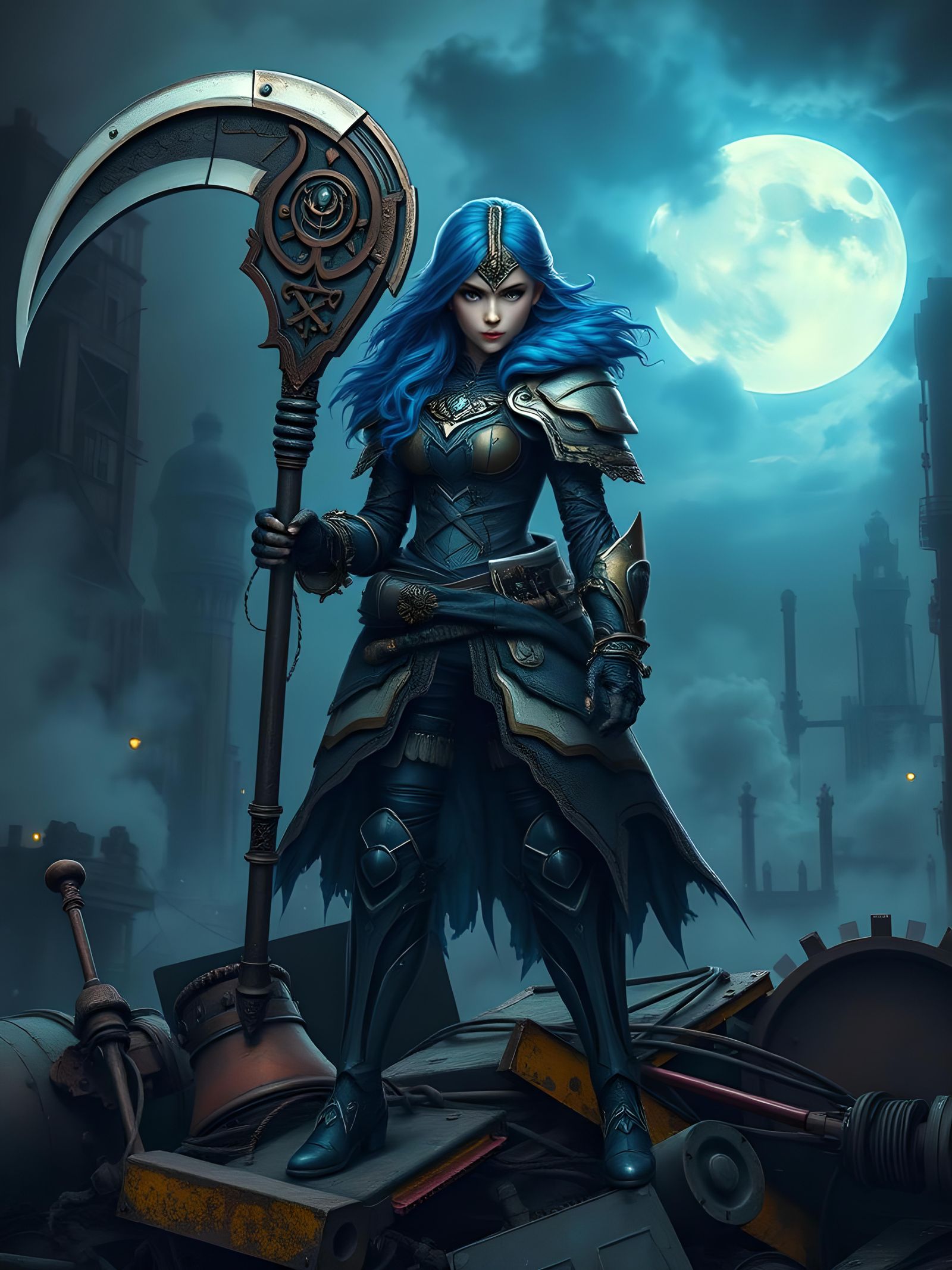 Dieselpunk Warrior Girl in Dystopian Setting