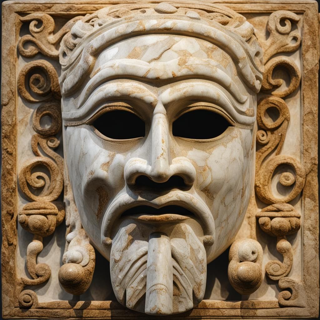 Elegant Pentelic Marble Ceremonial Mask