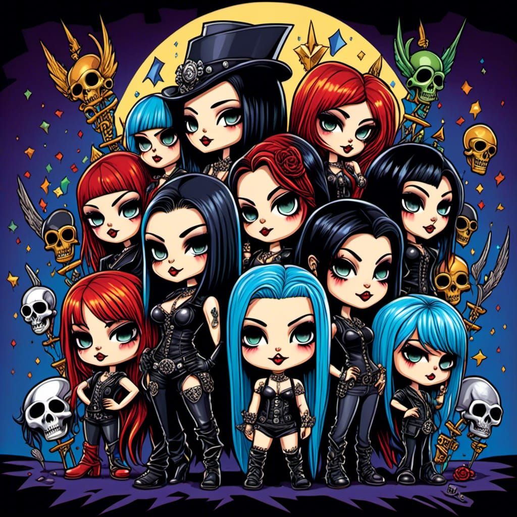 Y2K Heavy Metal Chibi Girl Band