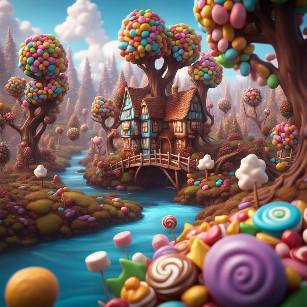 Candy Wonderland Village with Chocolate Houses
