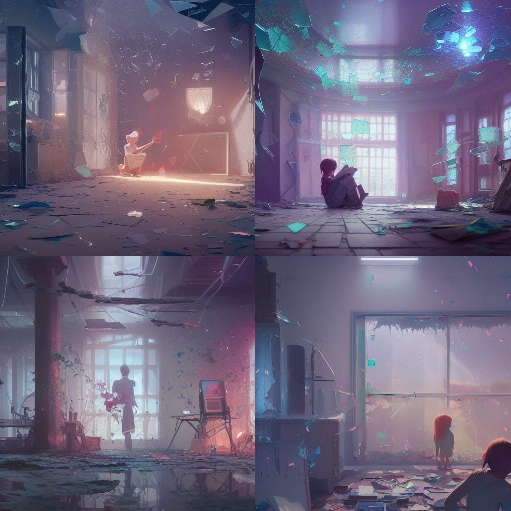 Luminous Broken Glass: Digital Concept Art