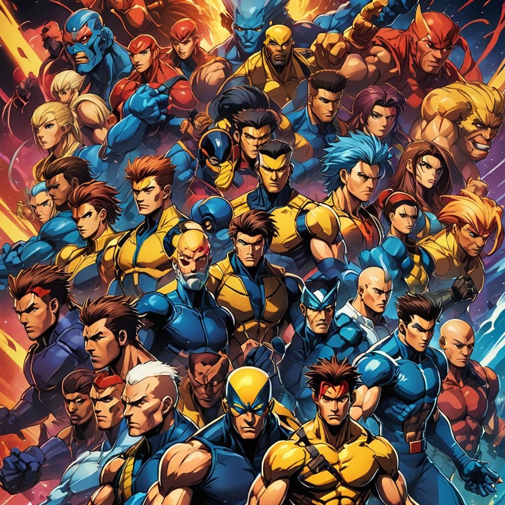 X-Men vs Street Fighter: Anime-Style Group Poster