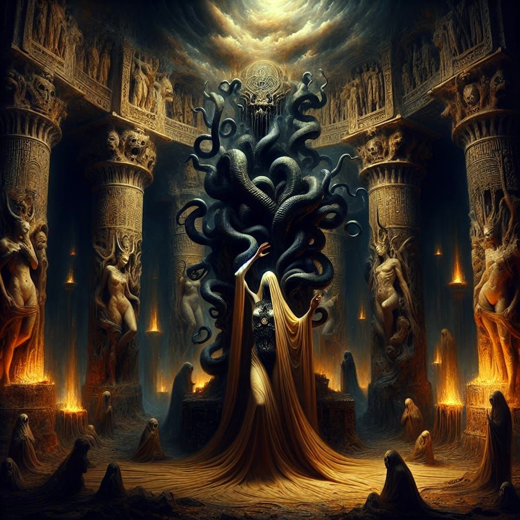 Surreal Dark Fantasy Goddess Unveils Horrific Black Mist