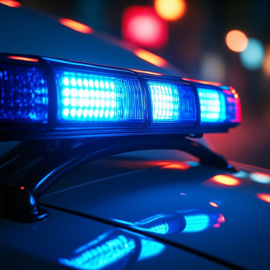 Hyperrealistic Police Car Light in Cinematic Detail